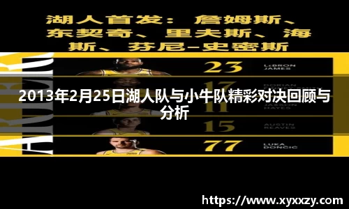 2013年2月25日湖人队与小牛队精彩对决回顾与分析